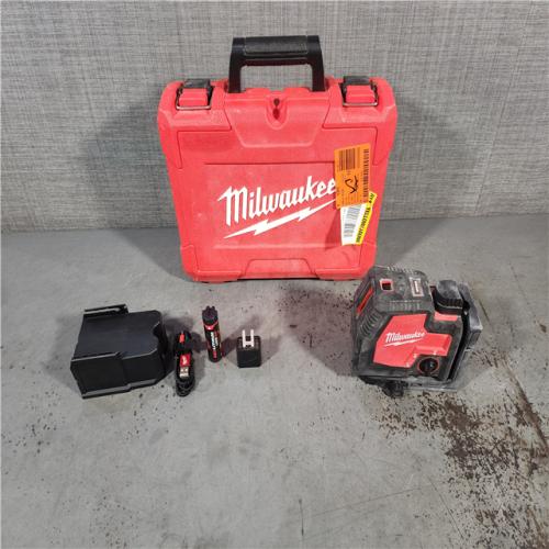 HOUSTON LOCATION - AS-IS Milwaukee-3522-21 Green Beam Laser Cross Line Plumb Point USB Rechargeable