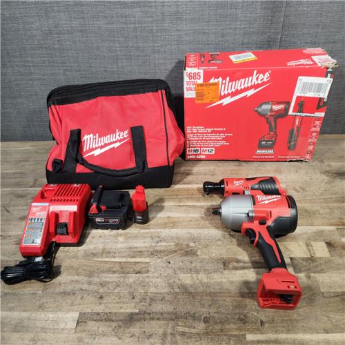 HOUSTON LOCATION - AS-IS Milwaukee 12/18V Lithium-Ion Cordless 3/8 in. Ratchet and 1/2 in. High Torque Impact Wrench with Friction Ring Combo Kit