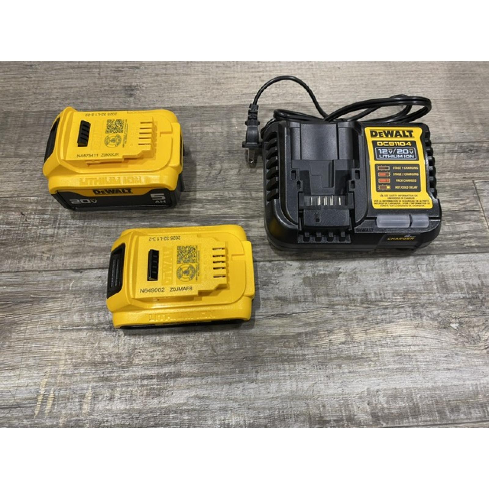 AS-IS DEWALT 20V MAX Lithium-Ion Battery Kit with 5.0Ah and 2.0Ah Battery and Charger
