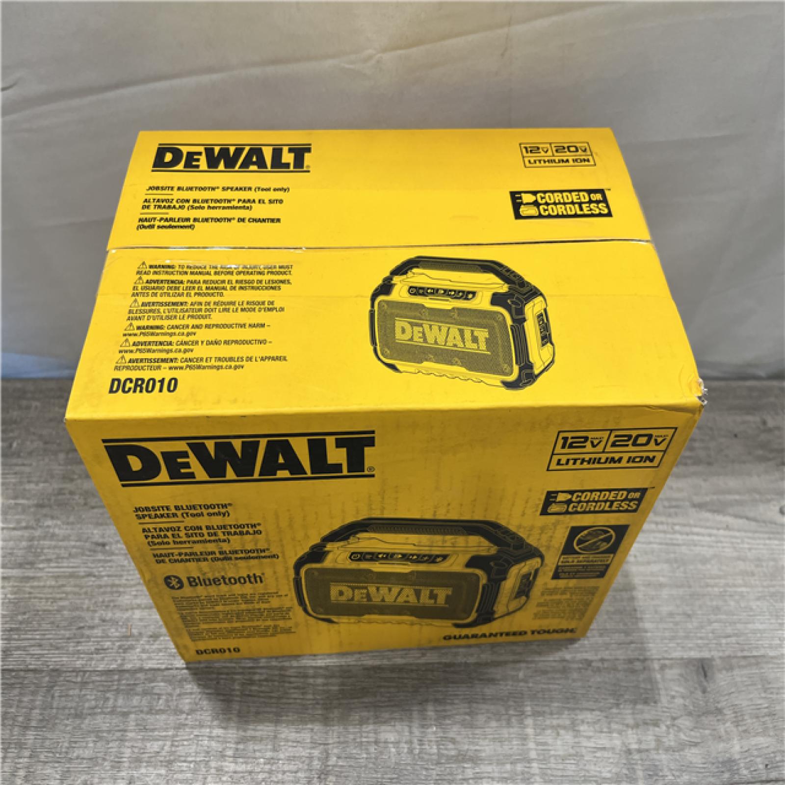 NEW - DEWALT 20V MAX Cordless Bluetooth Speaker (Tool Only)