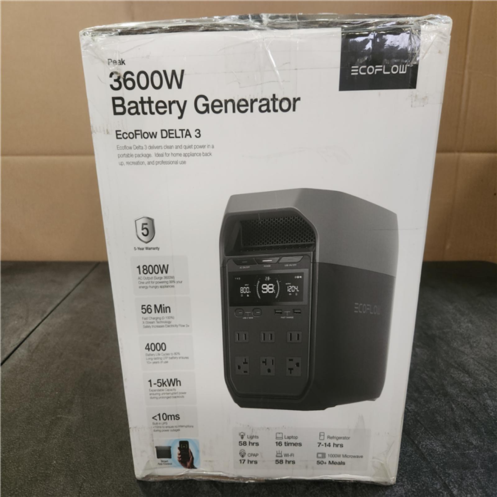 Phoenix NEW EcoFlow 1800-Watt DELTA 3 Portable LFP Power Station, 1024Wh Battery Generator, Push-Button Start, Home Backup, RVs, Camping