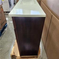 Phoenix NEW Home Decorators Collection Sedgewood 48.5 in. W x 18.75 in. D x 34.375 in. H Single Sink Bath Vanity in Dark Cognac with Arctic Solid Surface Top