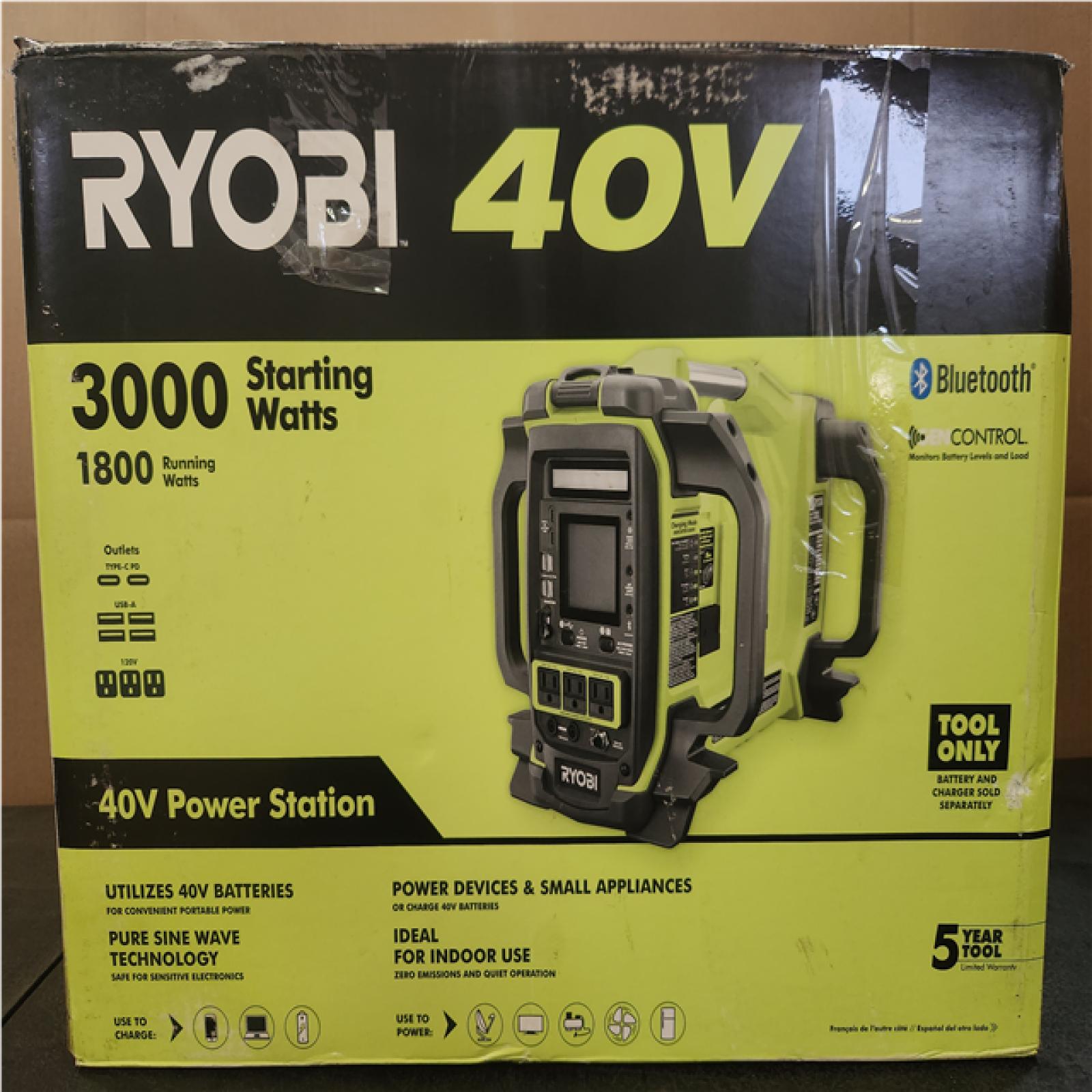 Phoenix NEW RYOBI 40V 1800-Watt Portable Battery Inverter Power Station and 4-Port Charger (Tool Only)