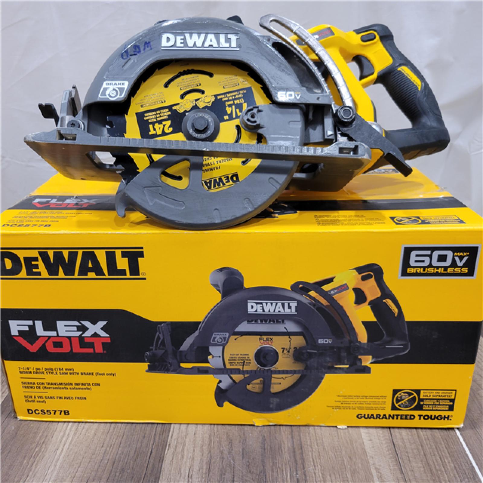 AS-IS DEWALT FLEXVOLT 60V MAX Cordless Brushless 7-1/4 in. Wormdrive Style Circular Saw (Tool Only)