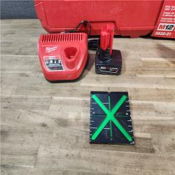 HOUSTON LOCATION - AS-IS Milwaukee-3632-21 M12 Green Beam Laser 360° 3-Plane Kit