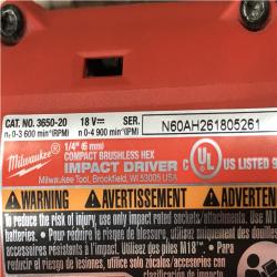 AS-IS Milwaukee 18-Volt Lithium-Ion Compact Brushless Cordless 1/4 in. Impact Driver Kit
