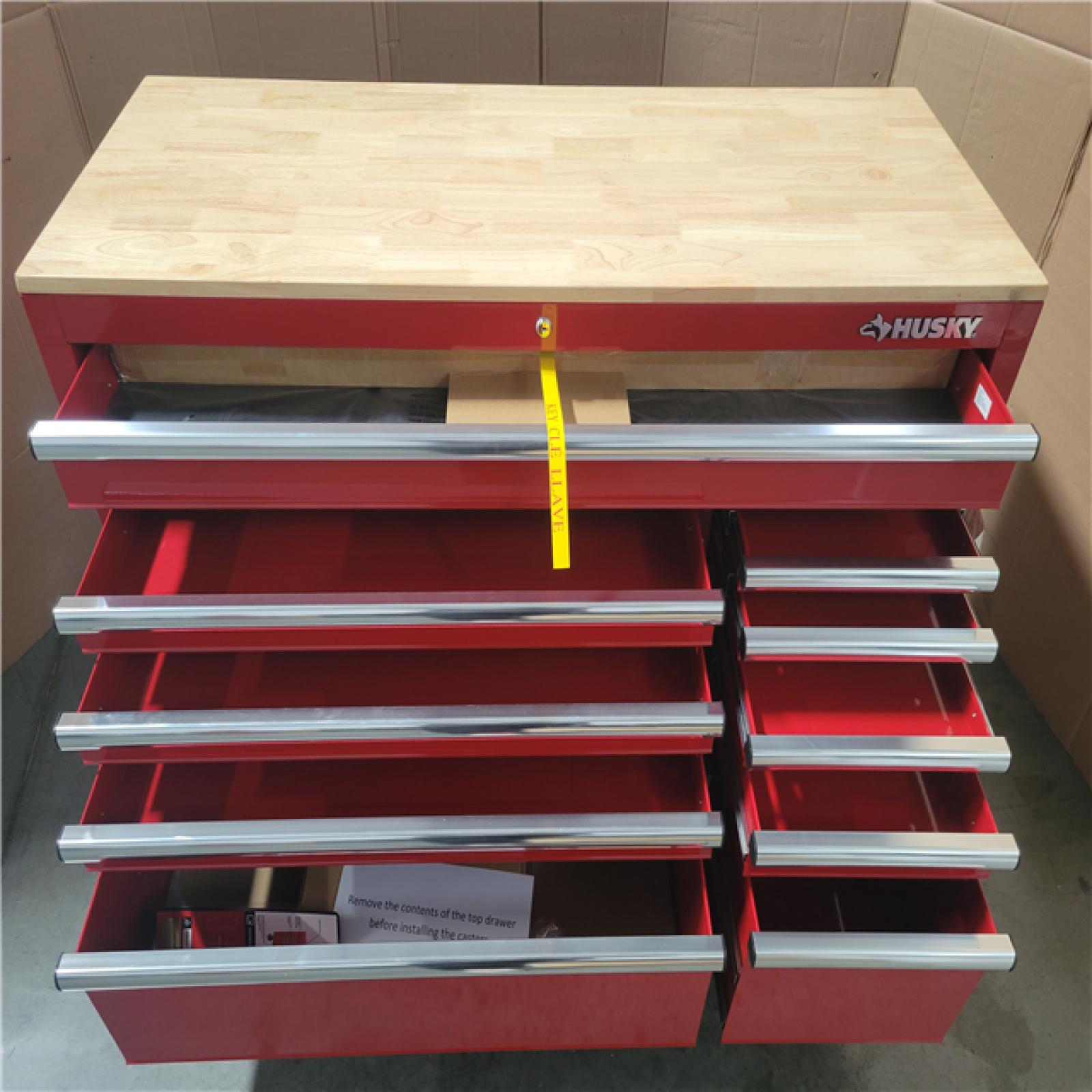 California AS-IS HUSKY 10 Drawer Mobile Workbench with Pegboard; Appears in Excellent Condition