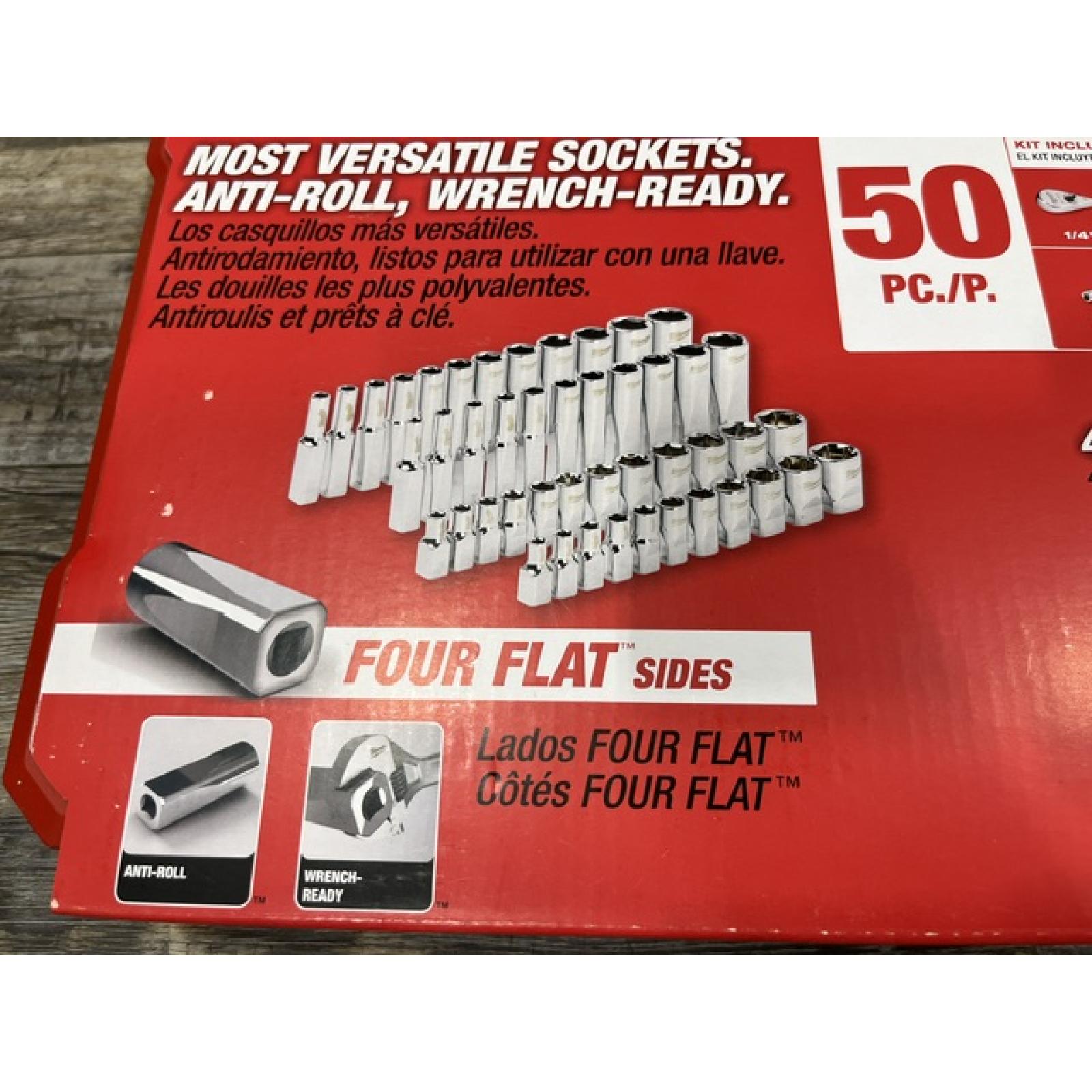 NEW - Milwaukee 1/4 in. Drive SAE/Metric Ratchet and Socket Mechanics Tool Set (50-Piece)