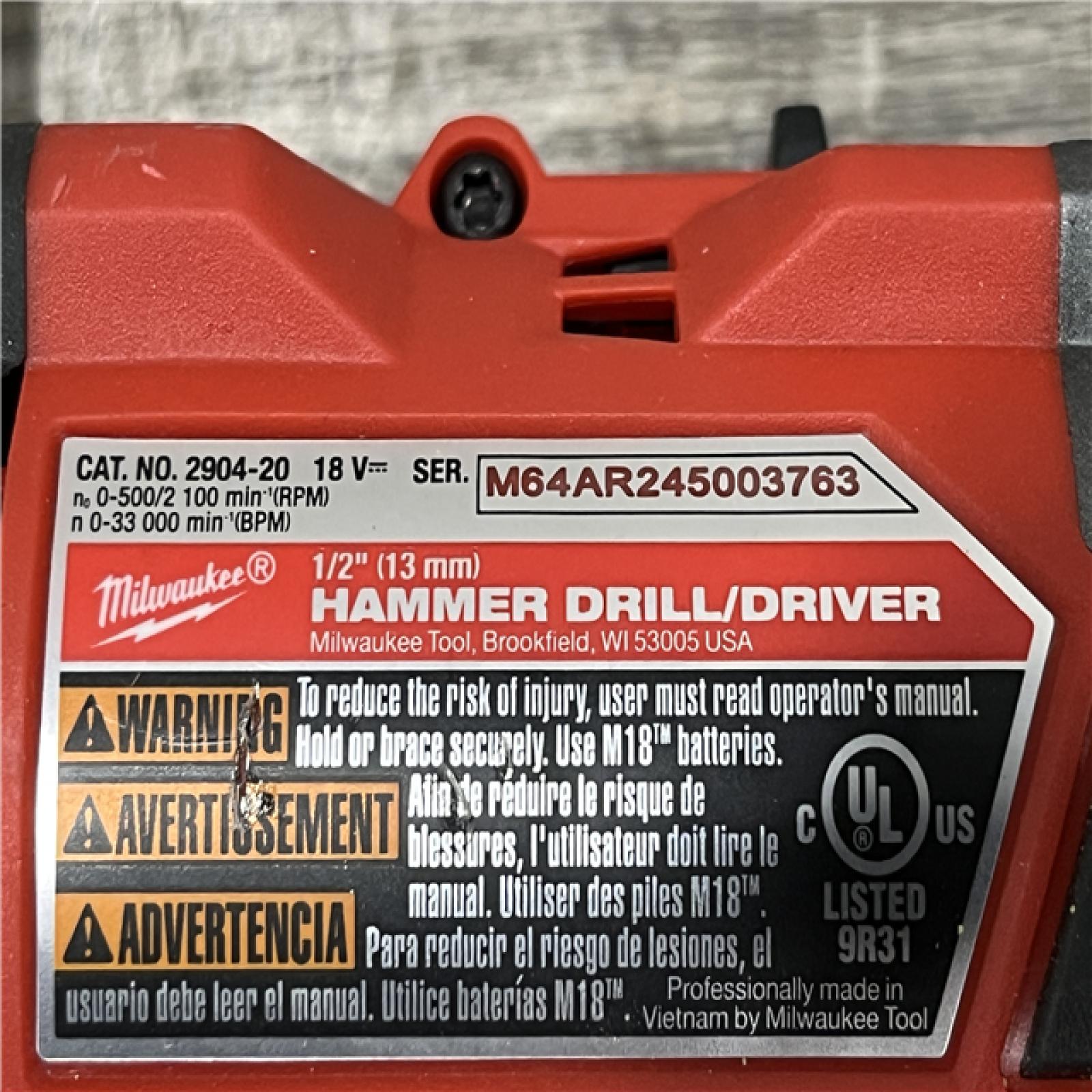 AS-IS Milwaukee FUEL 18V Lithium-Ion Brushless Cordless 1/2 in. Hammer Drill/Driver (Tool-Only)