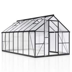 Phoenix NEW Green House 8 ft. W x 14 ft. D Greenhouse for Outdoors  Polycarbonate Greenhouse with Quick Setup Structure and Roof Vent  Black