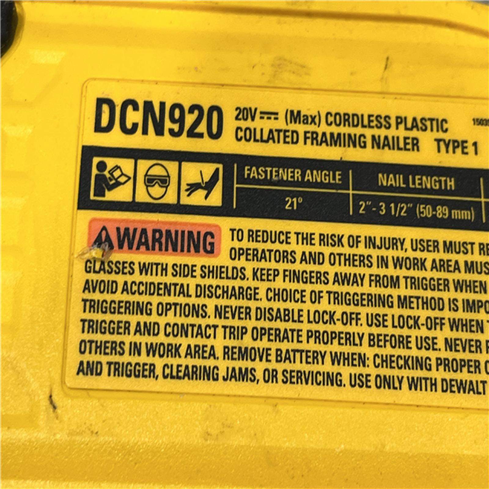 AS-IS DEWALT 20-Volt 21° Cordless Framing Nailer (Tool-Only)