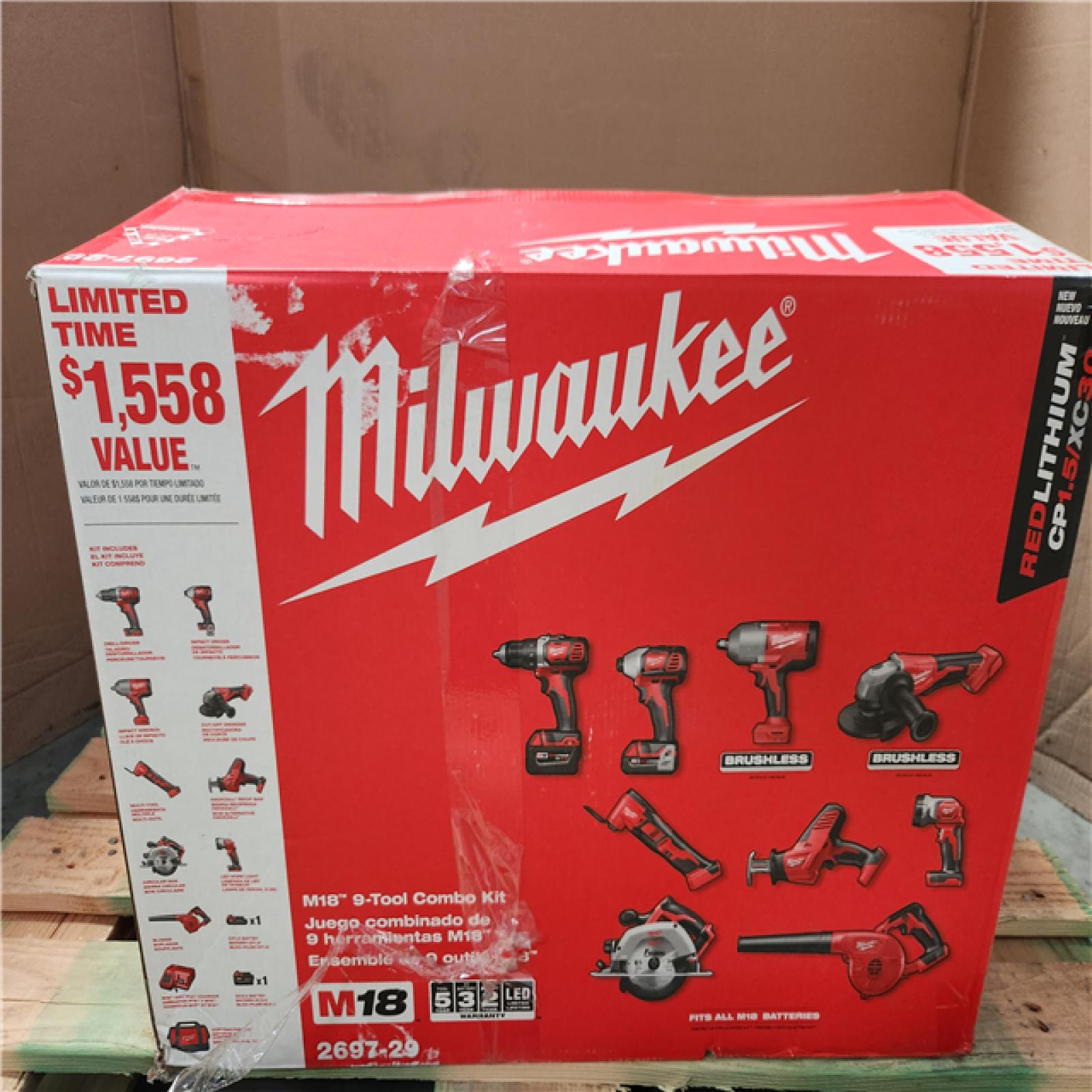 California NEW Milwaukee M18 9-Tool Combo Kit, includes (2) Batteries & Charger