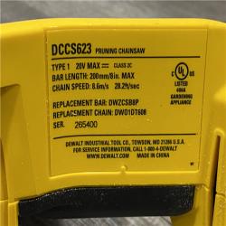 AS-IS DEWALT 20V MAX 8 in. Brushless Cordless Battery Powered Pruning Chainsaw (Tool Only)