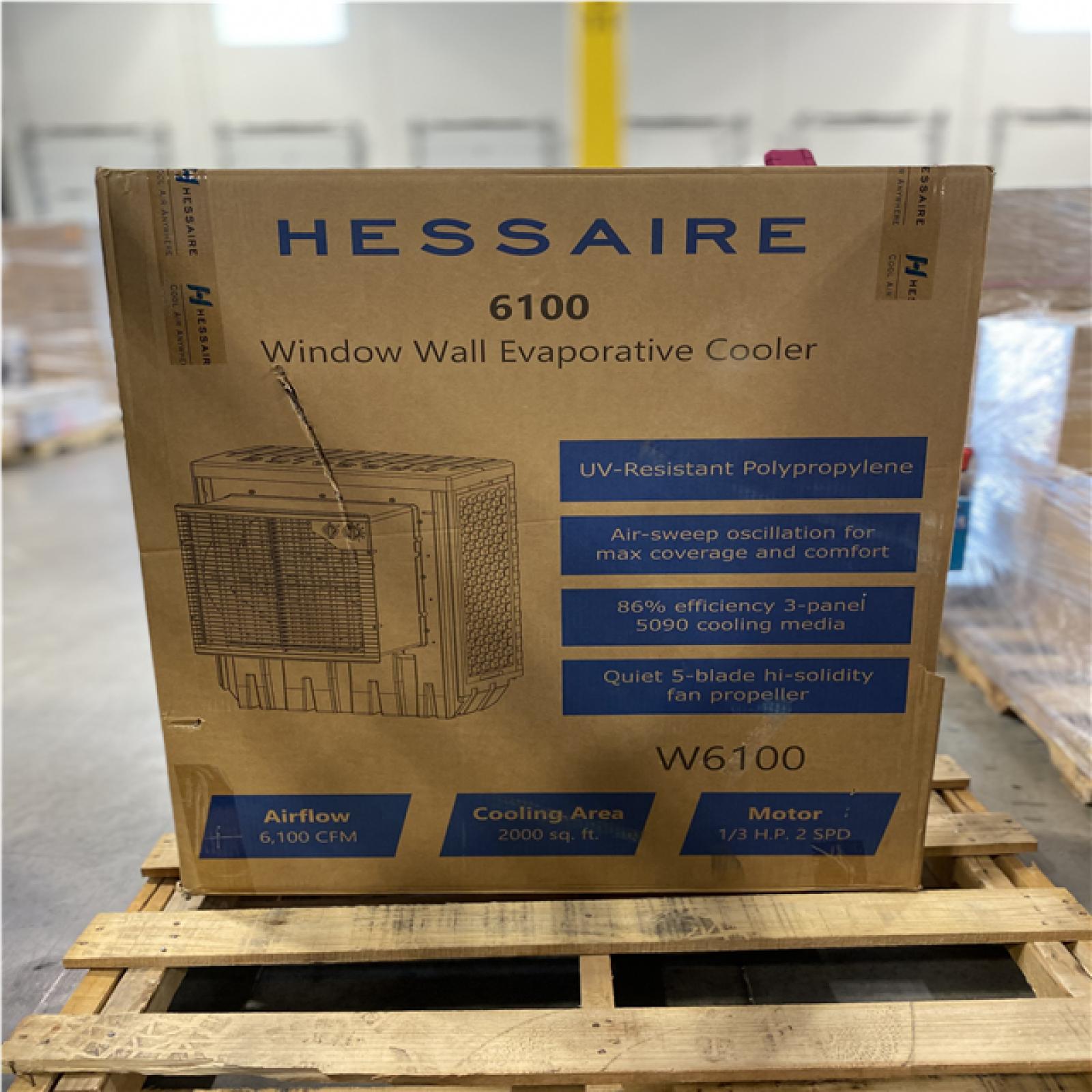DALLAS LOCATION- HESSAIRE 6100 CFM 115-Volt 2-Speed Window Evaporative Cooler for 2000 sq. ft.