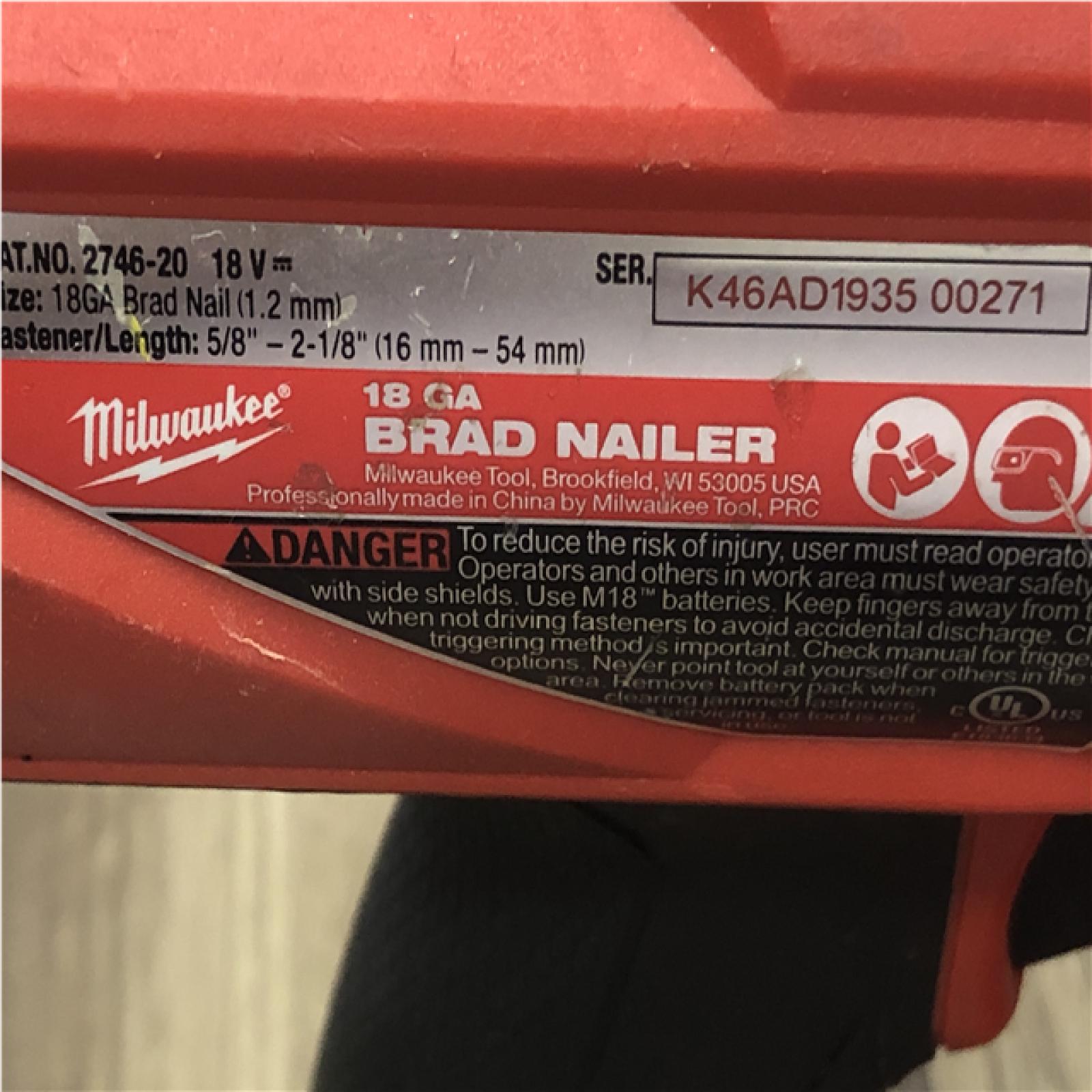 AS-IS  Milwaukee FUEL 18-Volt Lithium-Ion Brushless Cordless Gen II 18-Gauge Brad Nailer (Tool-Only)