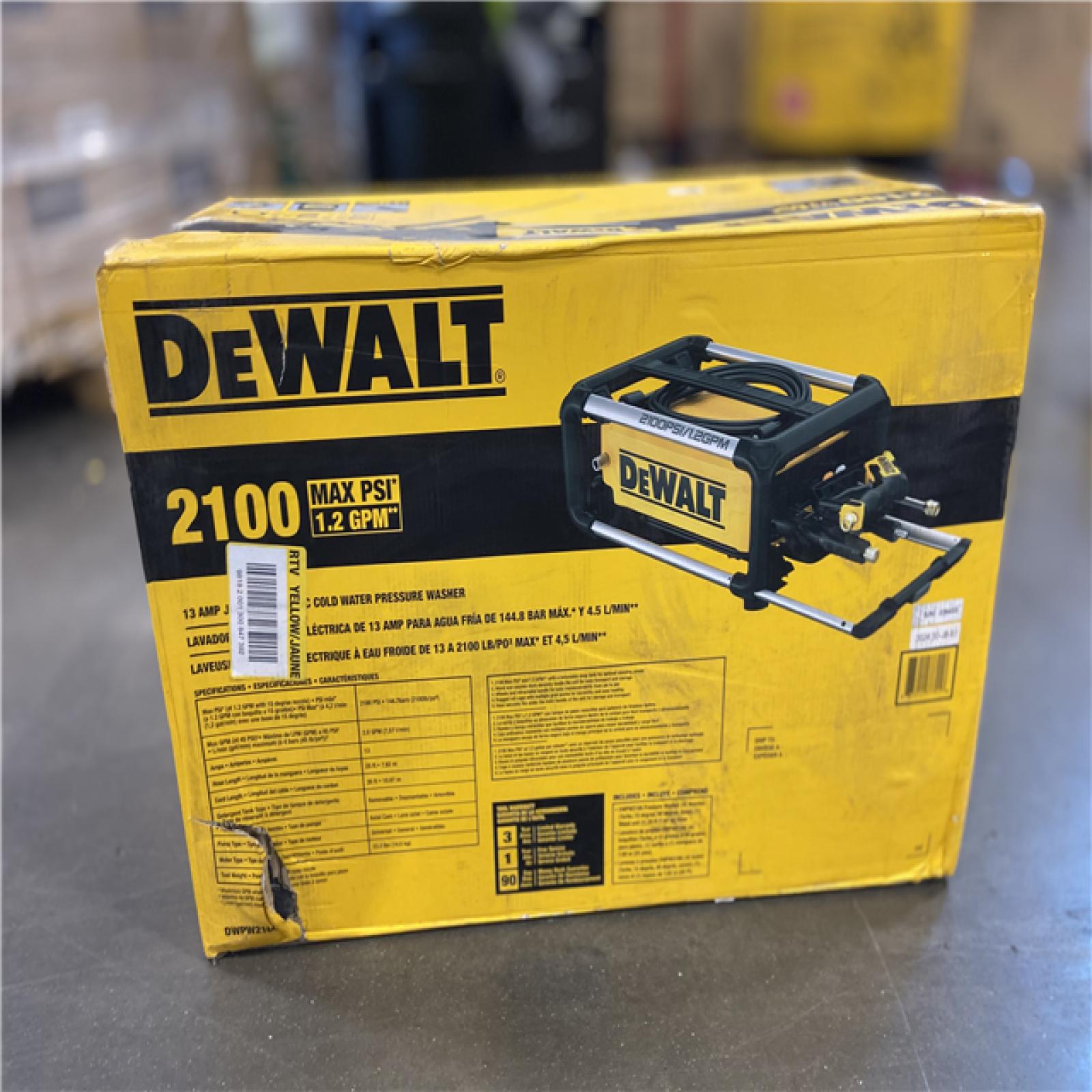 AS-IS - DEWALT 2100 PSI 1.2 GPM 13 Amp Cold Water Electric Pressure Washer