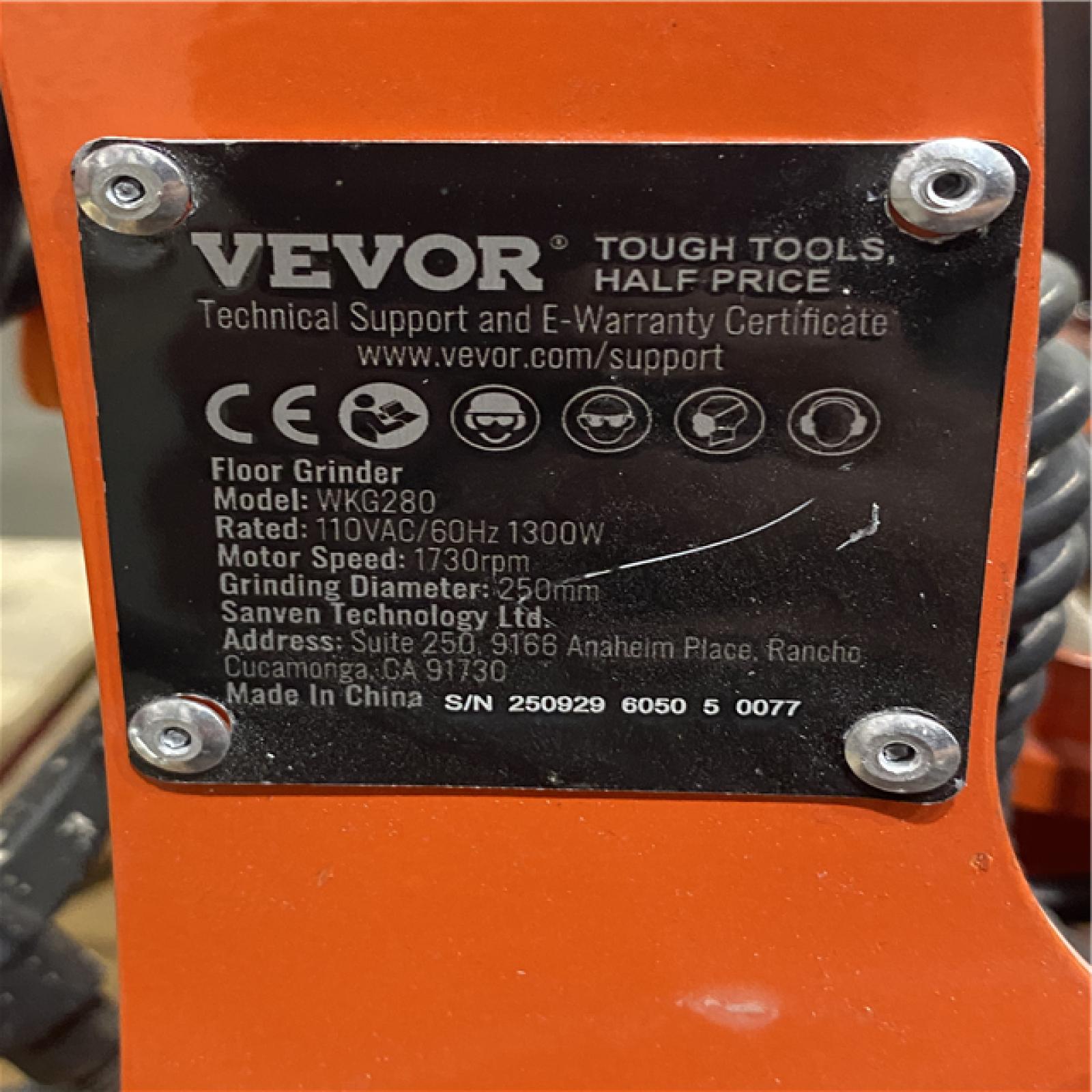 Dallas Location - As-Is  VEVOR  Electric Concrete Floor Grinder 10 in. Walk-Behind Grinder 1.7HP Concrete Floor Polisher  1300W Grinding Machine 1720RPM