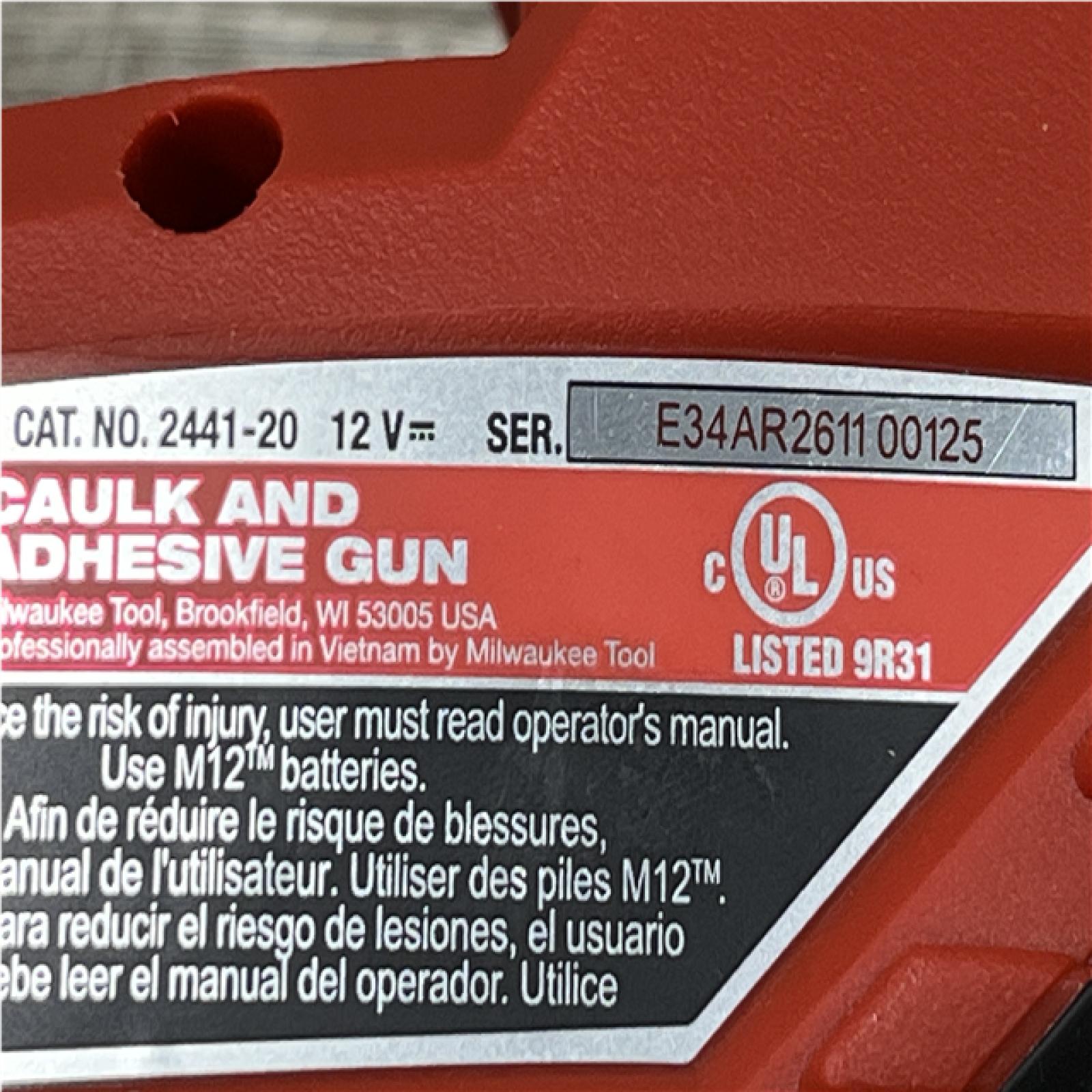 AS-IS Milwaukee 12V Lithium-Ion Cordless 10 oz. Adhesive and Caulk Gun (Tool-Only)
