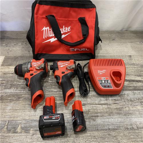 AS-IS Milwaukee FUEL 12-Volt Lithium-Ion Brushless Cordless Hammer Drill and Impact Driver Combo Kit