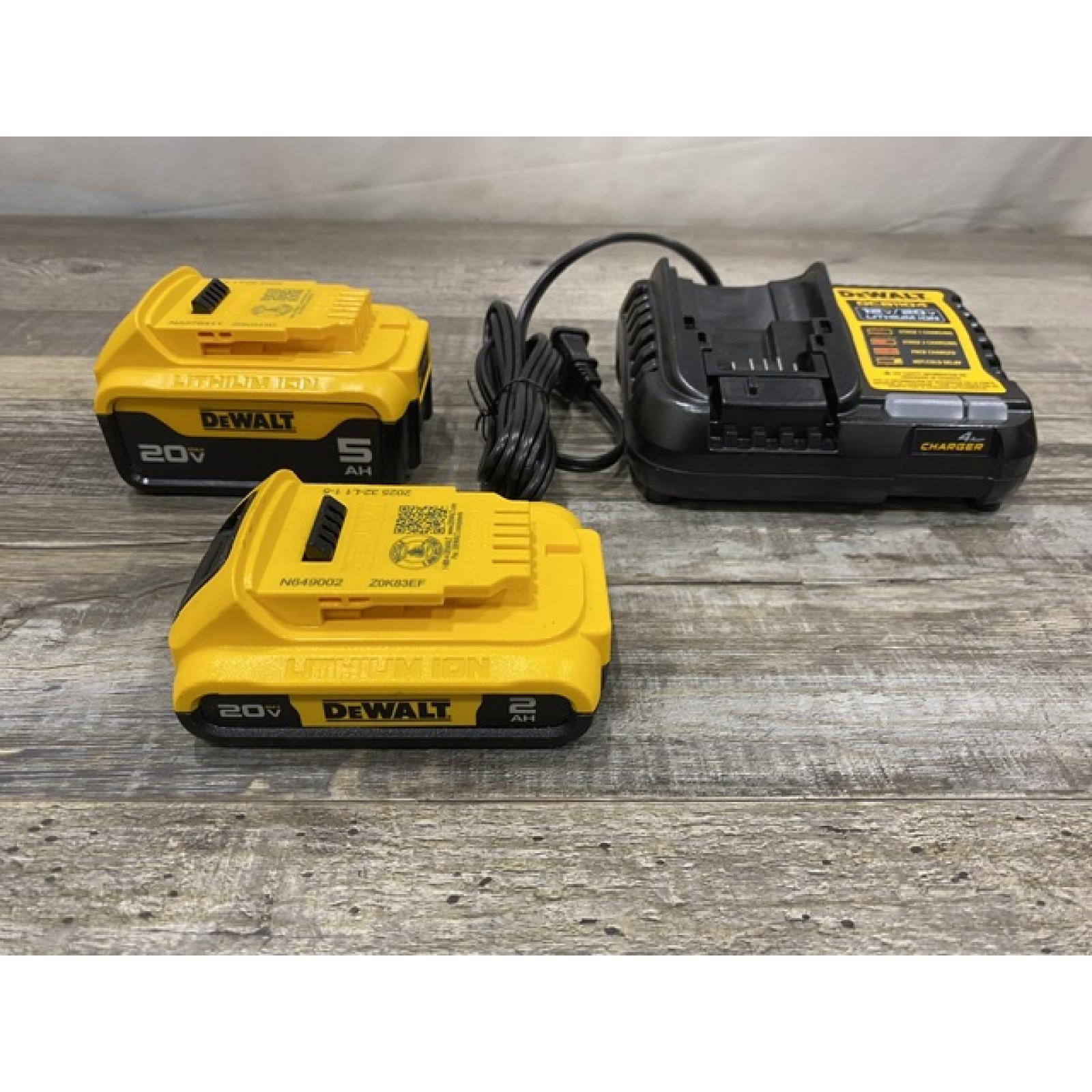 AS-IS DEWALT 20V MAX Lithium-Ion Battery Kit with 5.0Ah and 2.0Ah Battery and Charger