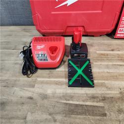 HOUSTON LOCATION - AS-IS Milwaukee-3632-21 M12 Green Beam Laser 360° 3-Plane Kit