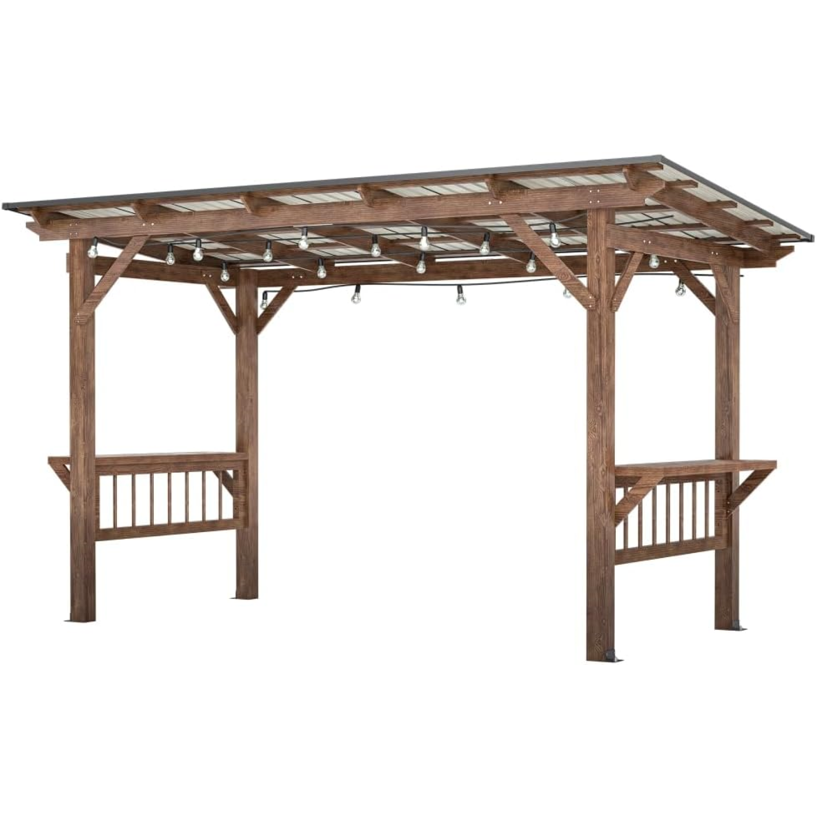 Phoenix NEW 13' x 6.5' Wooden Pergola Grill Gazebo with Metal Roof