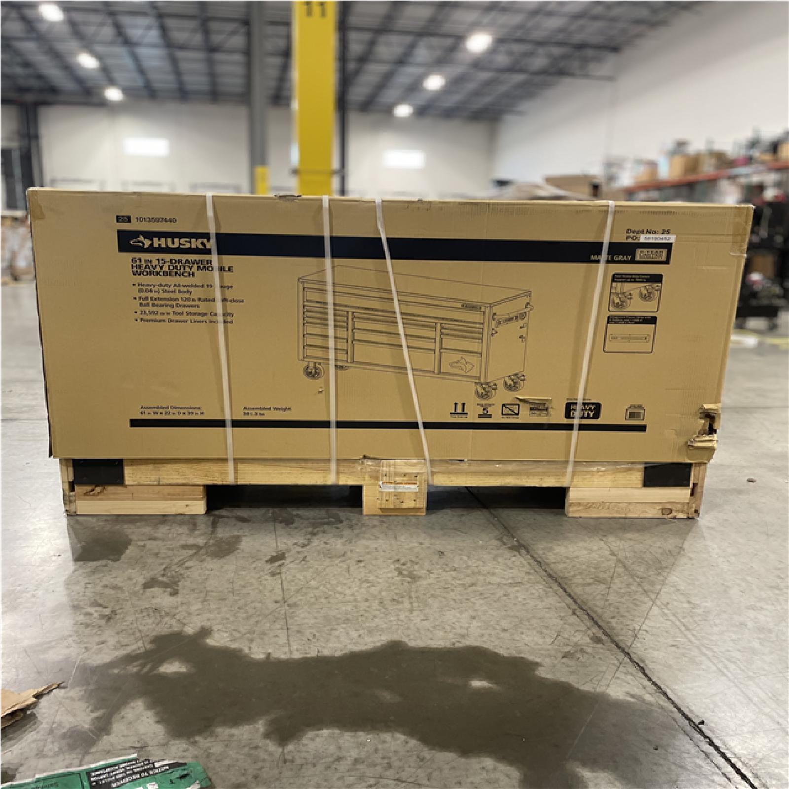 DALLAS LOCATION- AS-IS HUSKY 52 in. W x 20 in. D Standard Duty Black Mobile Workbench Cabinet