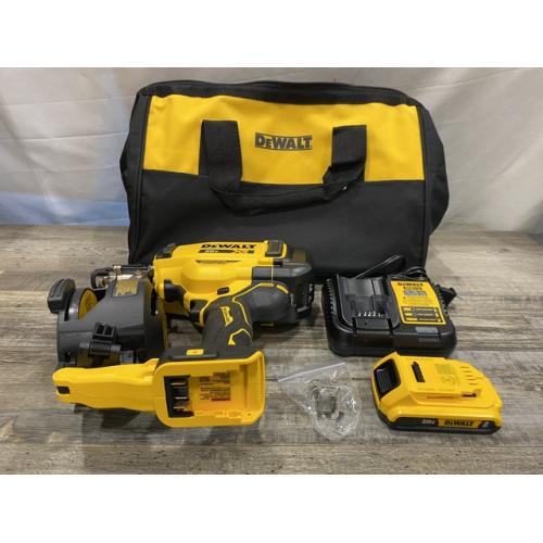 AS-IS DEWALT 20V MAX Lithium-Ion 15-Degree Electric Cordless Roofing Nailer Kit