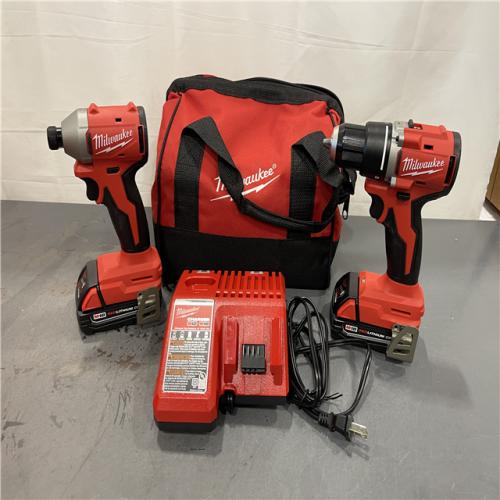 AS-IS - Milwaukee M18 18V Lithium-Ion Brushless Cordless Compact Drill/Impact Combo Kit