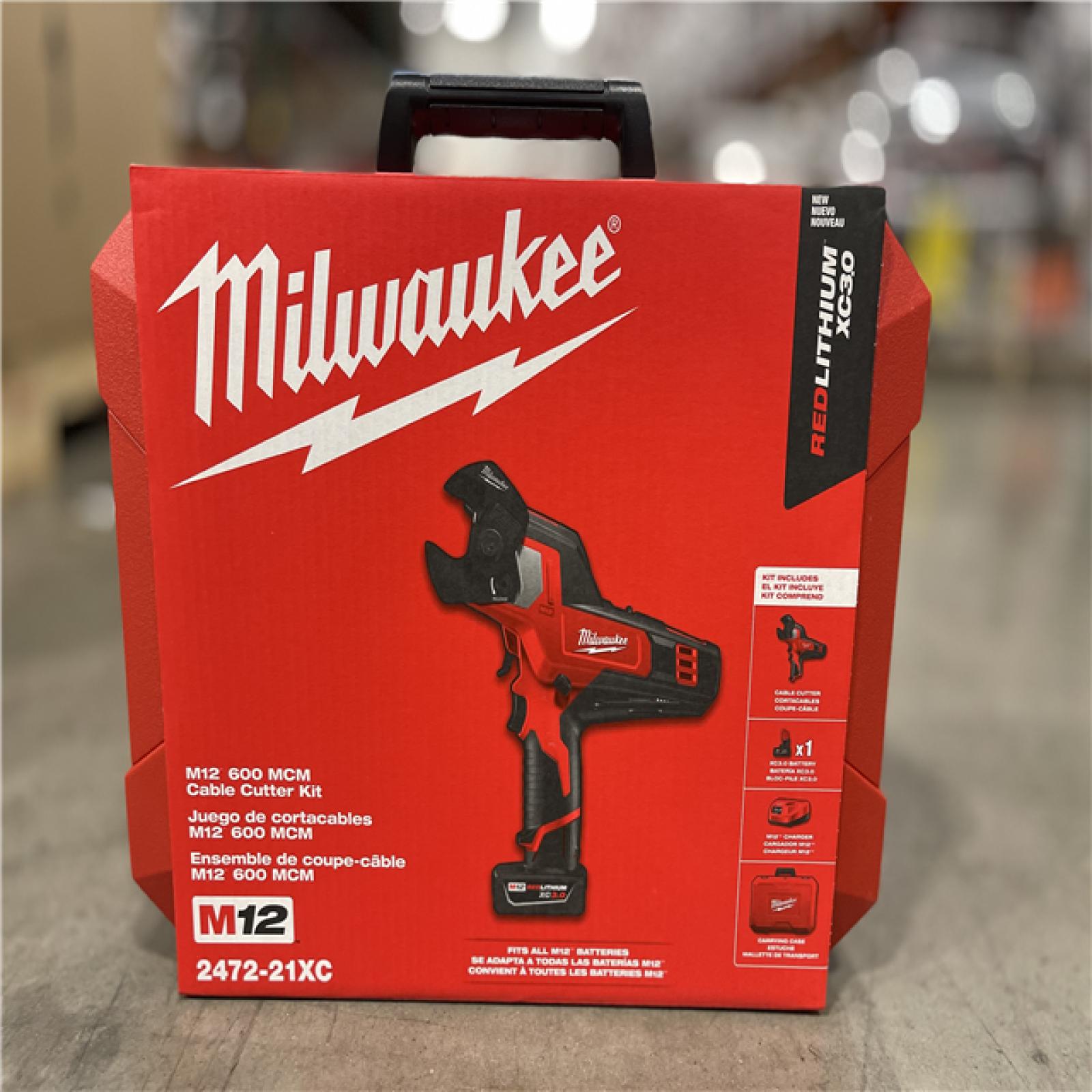 NEW! - Milwaukee M12 12V Lithium-Ion Cordless 600 MCM Cable Cutter Kit with One 3.0Ah Battery  Charger and Hard Case