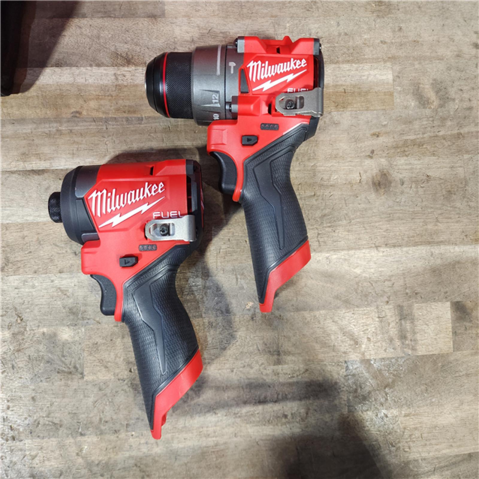HOUSTON LOCATION - AS-IS Milwaukee FUEL 12-Volt Lithium-Ion Brushless Cordless Hammer Drill and Impact Driver Combo Kit