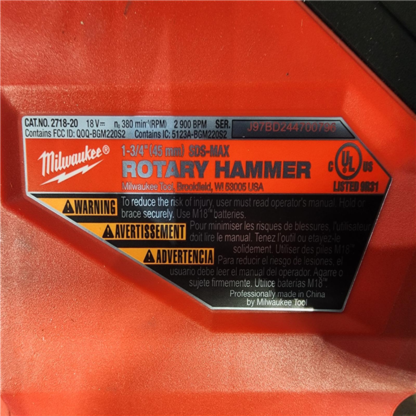 HOUSTON LOCATION - AS-IS (APPEARS LIKE NEW) M18 FUEL ONE-KEY 18V Lithium-Ion Brushless Cordless 1-3/4 in. SDS-MAX Rotary Hammer with Two FORGE 12.0 Ah Battery & CHARGER
