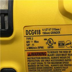 AS-IS DEWALT FLEXVOLT 60V MAX Cordless Brushless 4.5 in. to 6 in. Small Angle Grinder with Kickback Brake (Tool Only)