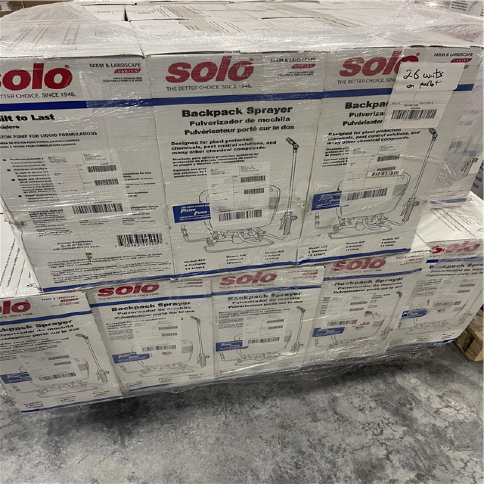 ATLANTA LOCATION AS-IS SOLO SPRAYERS (81 Units) two pallets