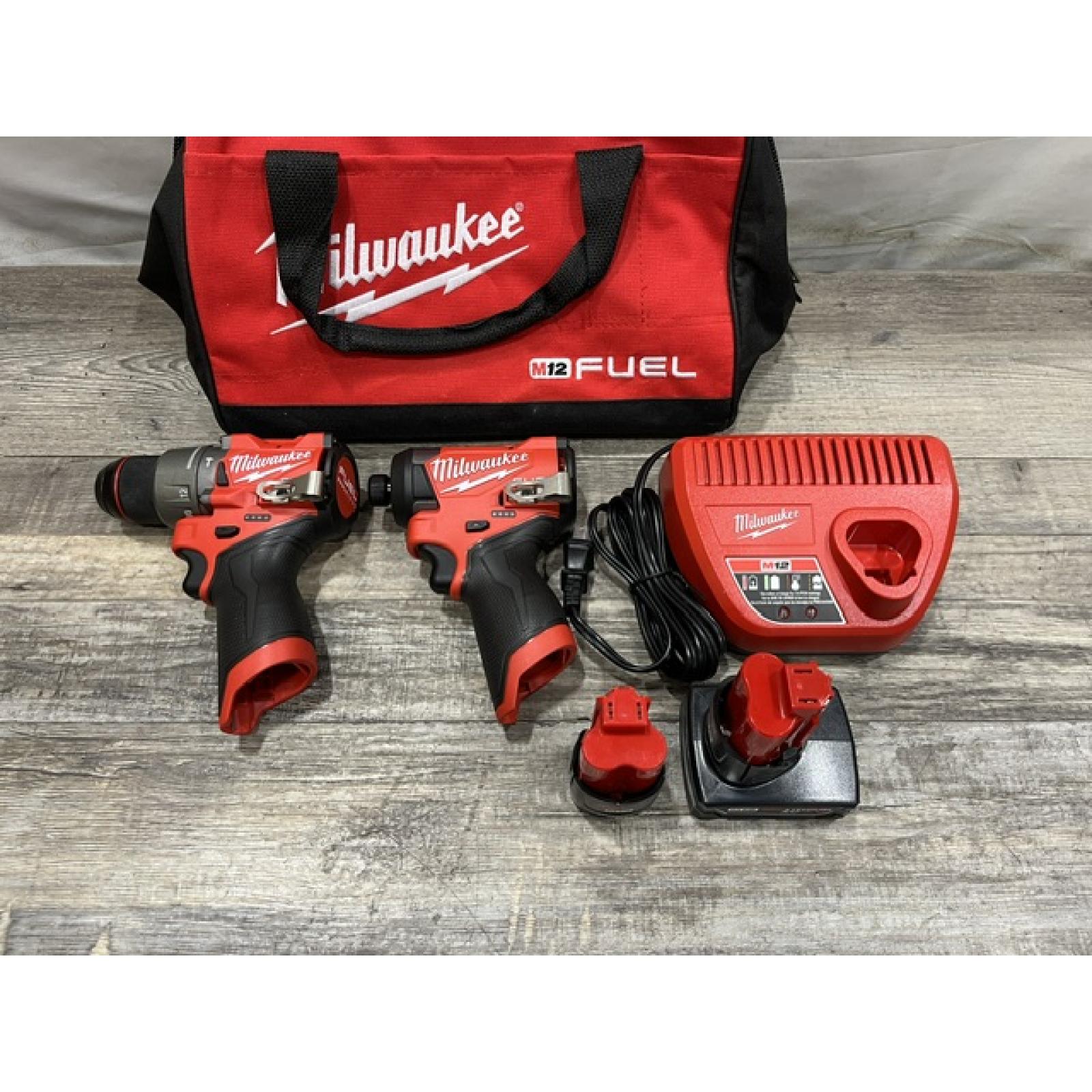 AS-IS Milwaukee FUEL 12-Volt Lithium-Ion Brushless Cordless Hammer Drill and Impact Driver Combo Kit