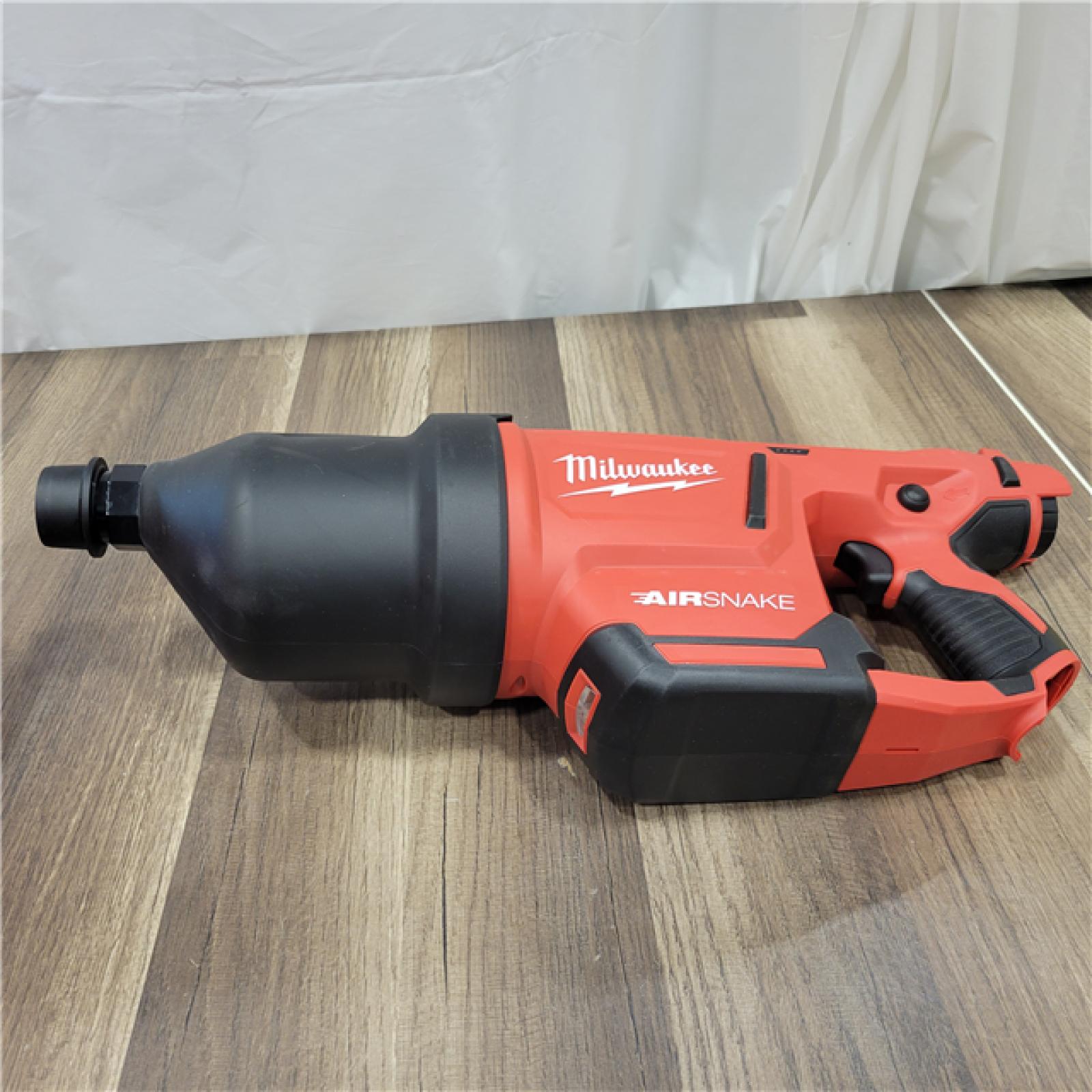 AS-IS Milwaukee M12 12-Volt Lithium-Ion Cordless Drain Cleaning Airsnake Air Gun Kit with (1) 2.0Ah Battery, Toilet Attachments