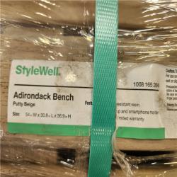 Phoenix AS-IS StyleWell 54 in. Putty Beige Plastic 2-Person Outdoor Adirondack Bench with Phone and Cup Holders Pallet (15 Chairs)