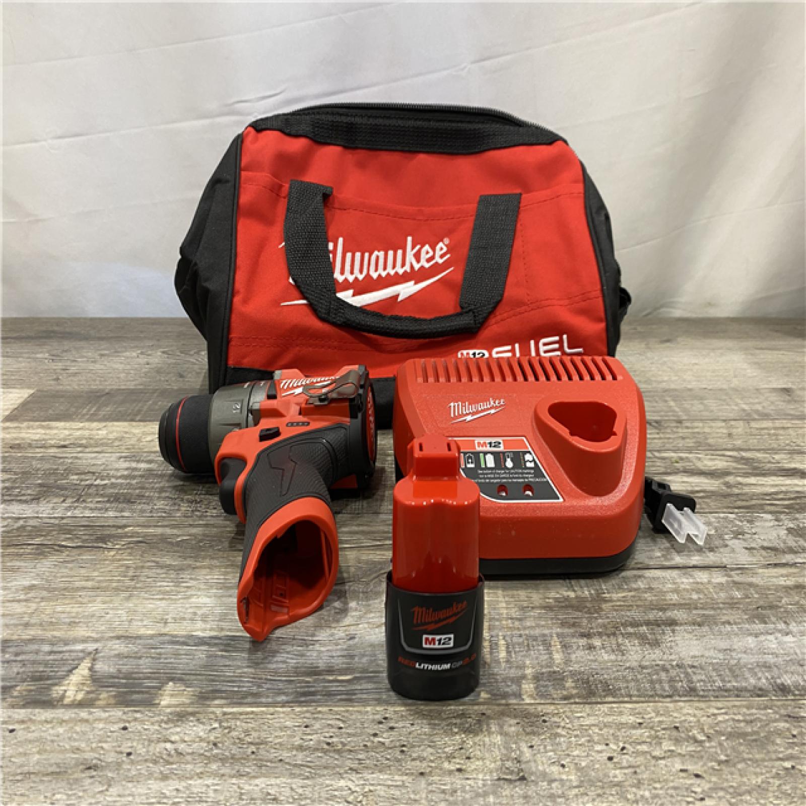 AS-IS Milwaukee FUEL 12-Volt Lithium-Ion Brushless Cordless 1/2 in. Hammer Drill Kit