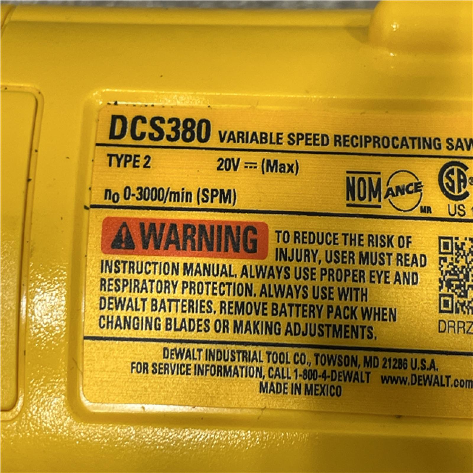 AS-IS DEWALT 20V MAX Cordless Reciprocating Saw (Tool Only)