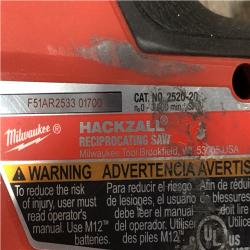 AS-IS Milwaukee FUEL 12V Lithium-Ion Brushless Cordless HACKZALL Reciprocating Saw (Tool-Only)