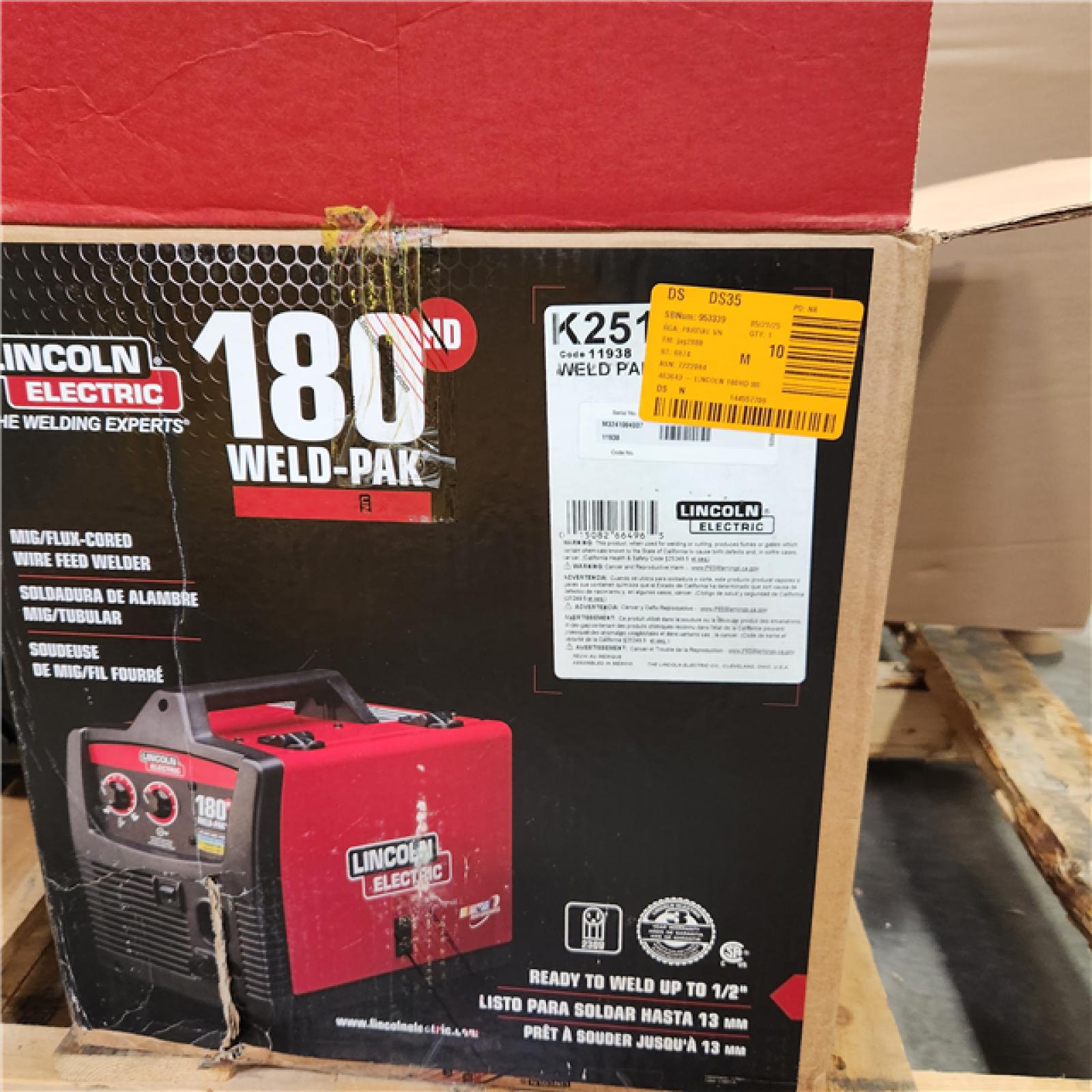 Dallas Location - As-Is Lincoln Electric Weld-Pak 180 Amp MIG Flux-Core Wire Feed Welder