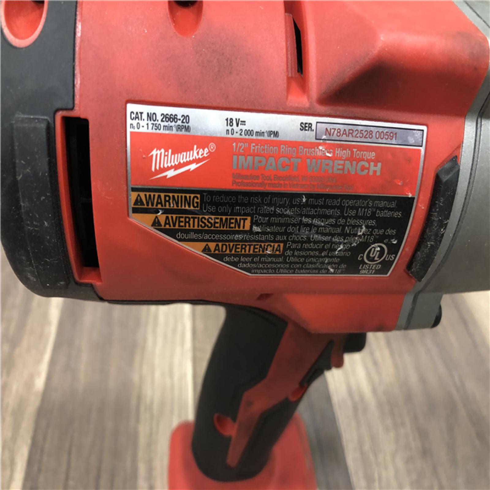 AS-IS Milwaukee 18-Volt Lithium-Ion Brushless 1/2 in. High Torque Impact Wrench with Friction Ring (Tool-Only)