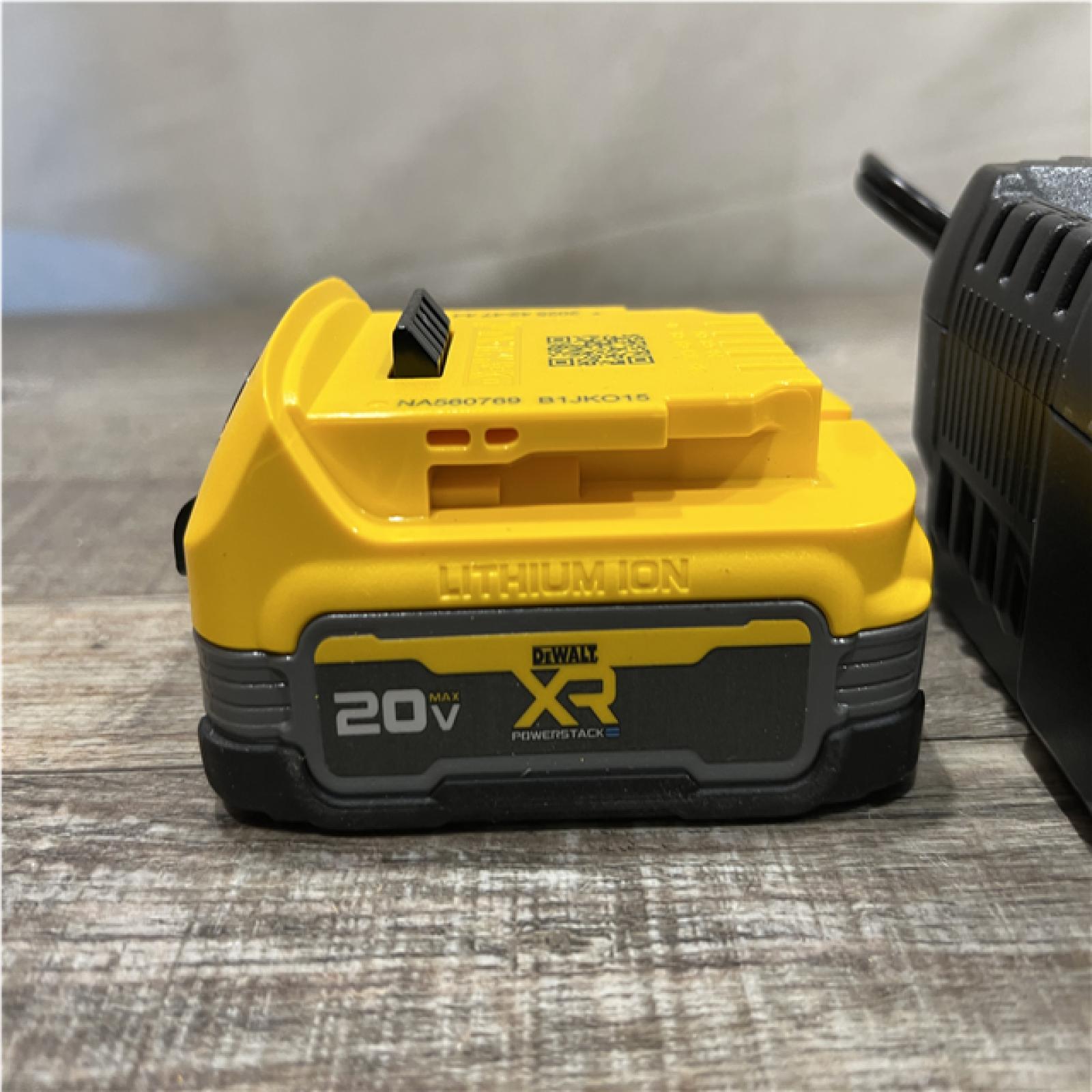 AS-IS DEWALT 20V MAX XR POWERSTACK Lithium-Ion Battery Starter Kit with 1.7Ah Battery and Charger