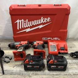 AS-IS Milwaukee FUEL 18V Lithium-Ion Brushless Cordless Hammer Drill and Impact Driver Combo Kit