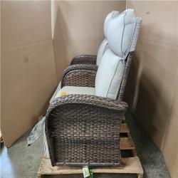 Phoenix LIKE NEW Bellefurn Rotavia Reclining 2-Piece Wicker Outdoor 360° Swivel Recliner with Beige Cushions  Adjustable Backrest  Footrest