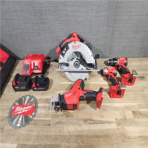 HOUSTON LOCATION - AS-IS MILWAUKEE 4 TOOL COMBO KIT W/ (2) BATTERY & CHARGER