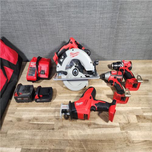 HOUSTON LOCATION - AS-IS MILWAUKEE 4 TOOL COMBO KIT W/ (2) BATTERY & CHARGER