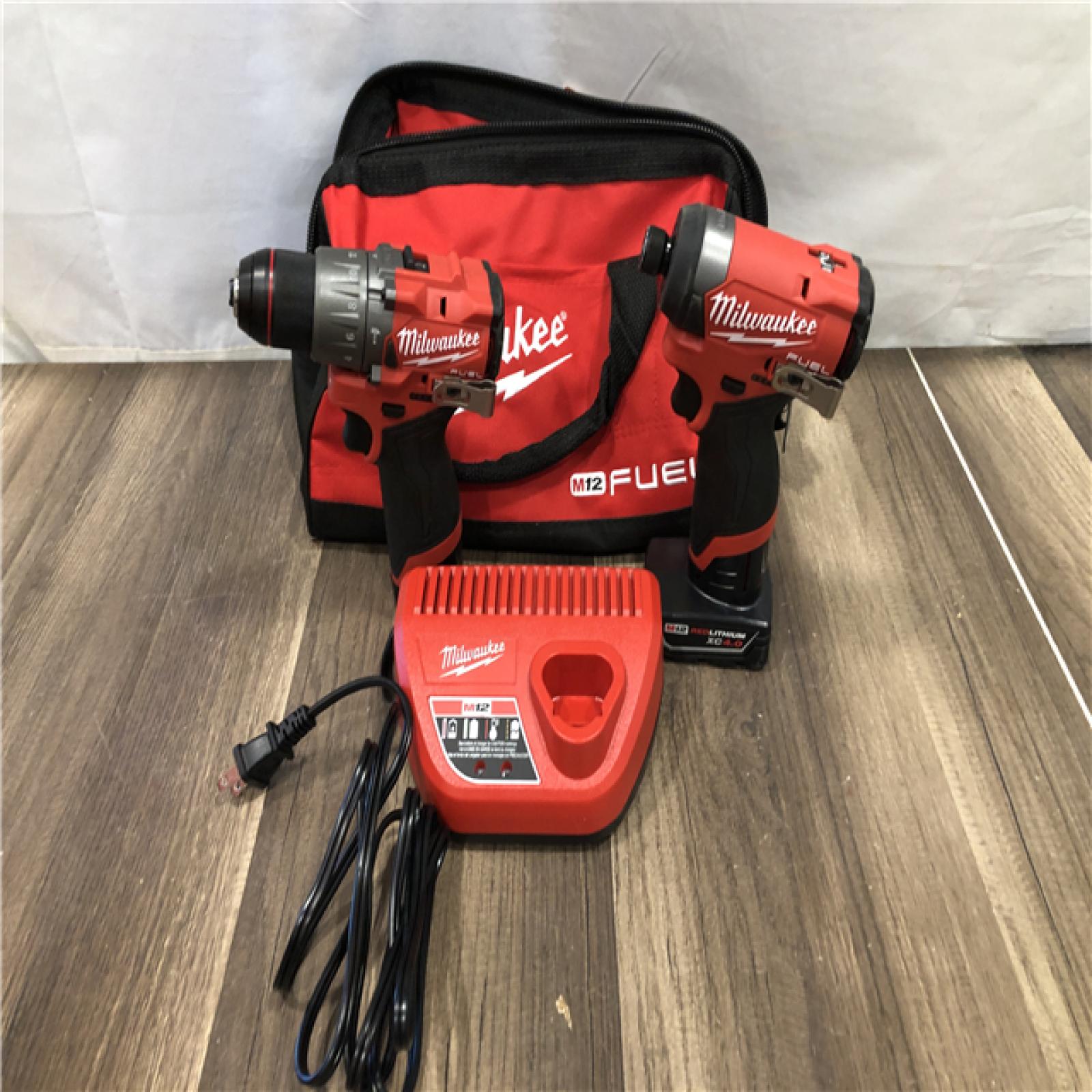 AS-IS Milwaukee FUEL 12-Volt Lithium-Ion Brushless Cordless Hammer Drill and Impact Driver Combo Kit