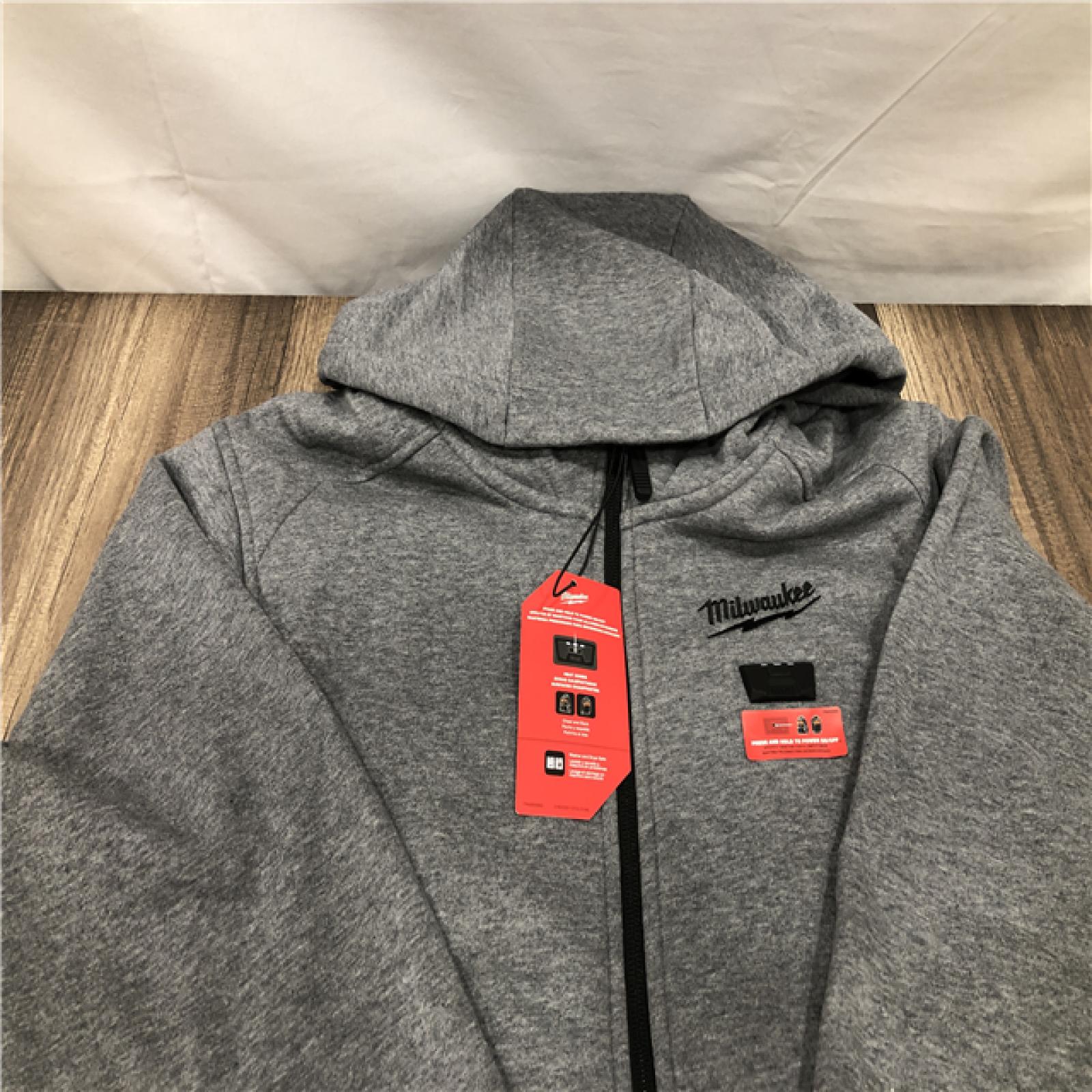 AS-IS Milwaukee Men's Medium 12-Volt Lithium Ion Cordless Gray Heated Hooded Jacket Kit