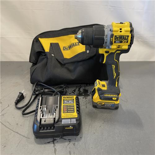 AS-IS - DEWALT 20V Compact Cordless 1/2 in. Hammer Drill and 20V MAX POWERSTACK Compact Battery Starter Kit